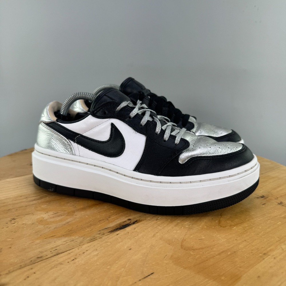 Nike Air Jordan 1 Elevate Low SE Womens Size 7 Shoes Black White Silver Toe